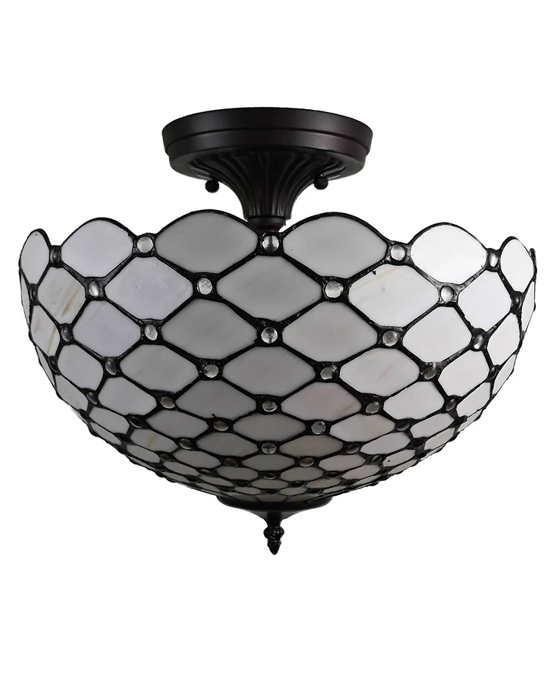 Amora Lighting Tiffany Style 2-Light Jeweled Pendant Lamp