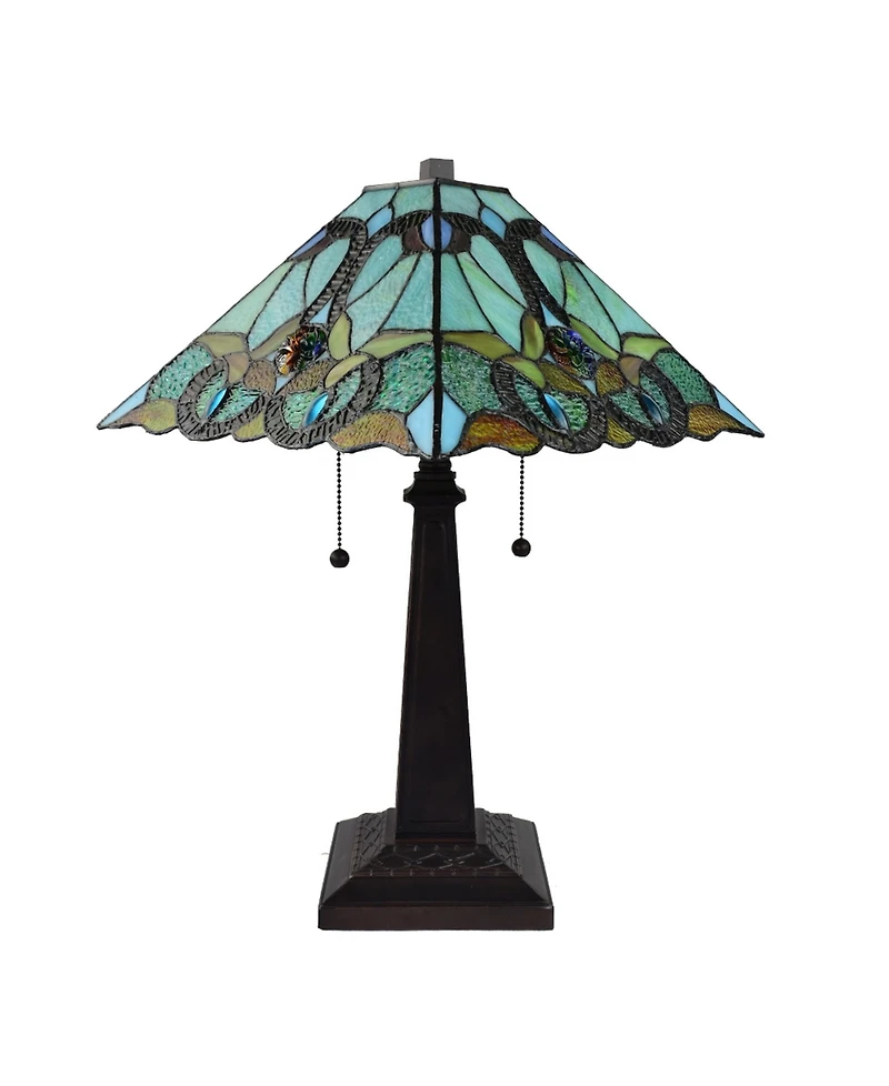 Amora Lighting Tiffany Style Floral Mission Table Lamp