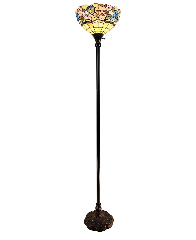 Amora Lighting Tiffany Style Hummingbirds Floral Torchiere Floor Lamp