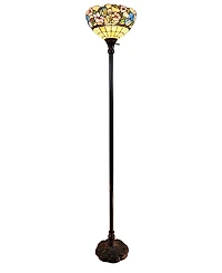 Amora Lighting Tiffany Style Hummingbirds Floral Torchiere Floor Lamp