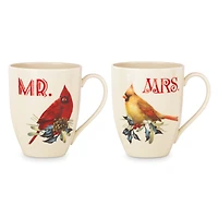 Lenox Winter Greeting Cardinal Mr. & Mrs. Mug Set
