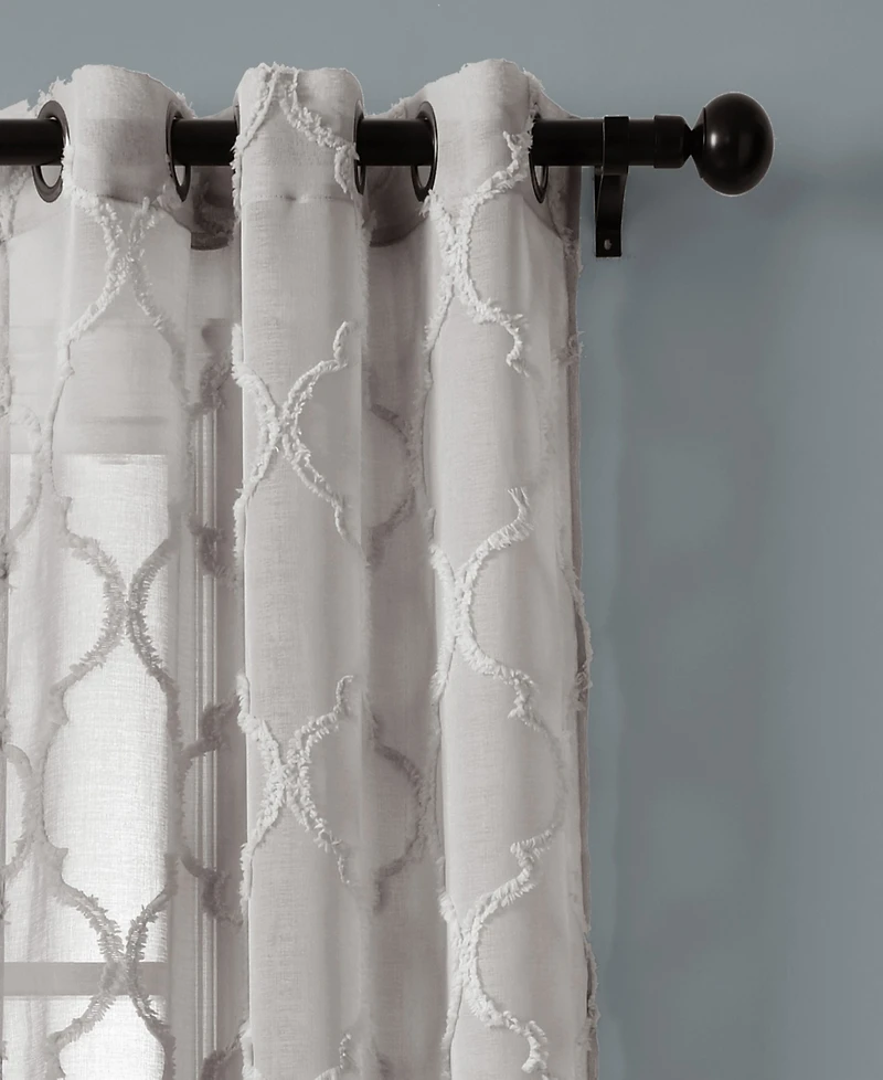 Lush Decor Avon Trellis Grommet Sheer Window Curtain Panels Pair - Curtains for Living Room or Bedroom