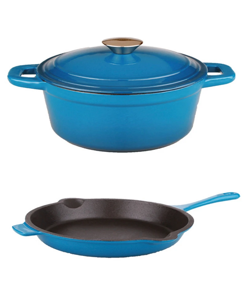 BergHOFF Neo 3pc Cast Iron Cookware Set, Fry Pan & Round Dutch Oven