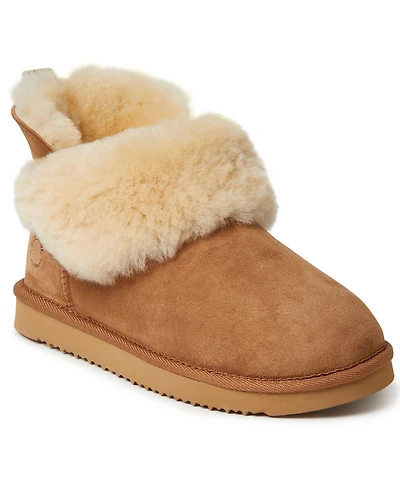 Fireside By Dearfoams Women's Perth Genuine Shearling Foldover Boot