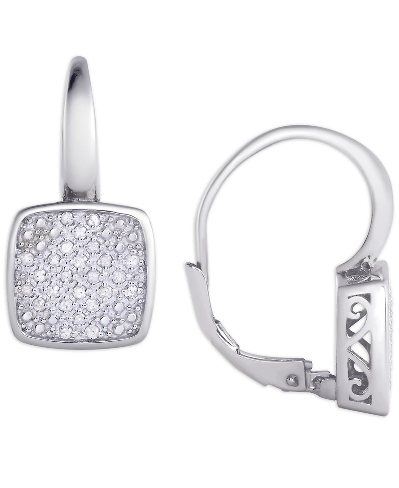 Diamond 1/4 ct. t.w. Square Cushion Leverback Earrings in Sterling Silver