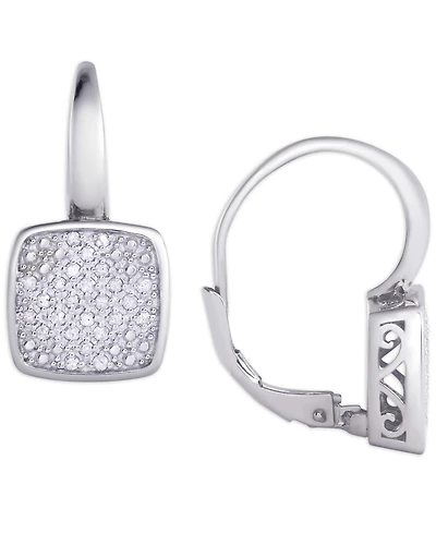 Diamond 1/4 ct. t.w. Square Cushion Leverback Earrings in Sterling Silver