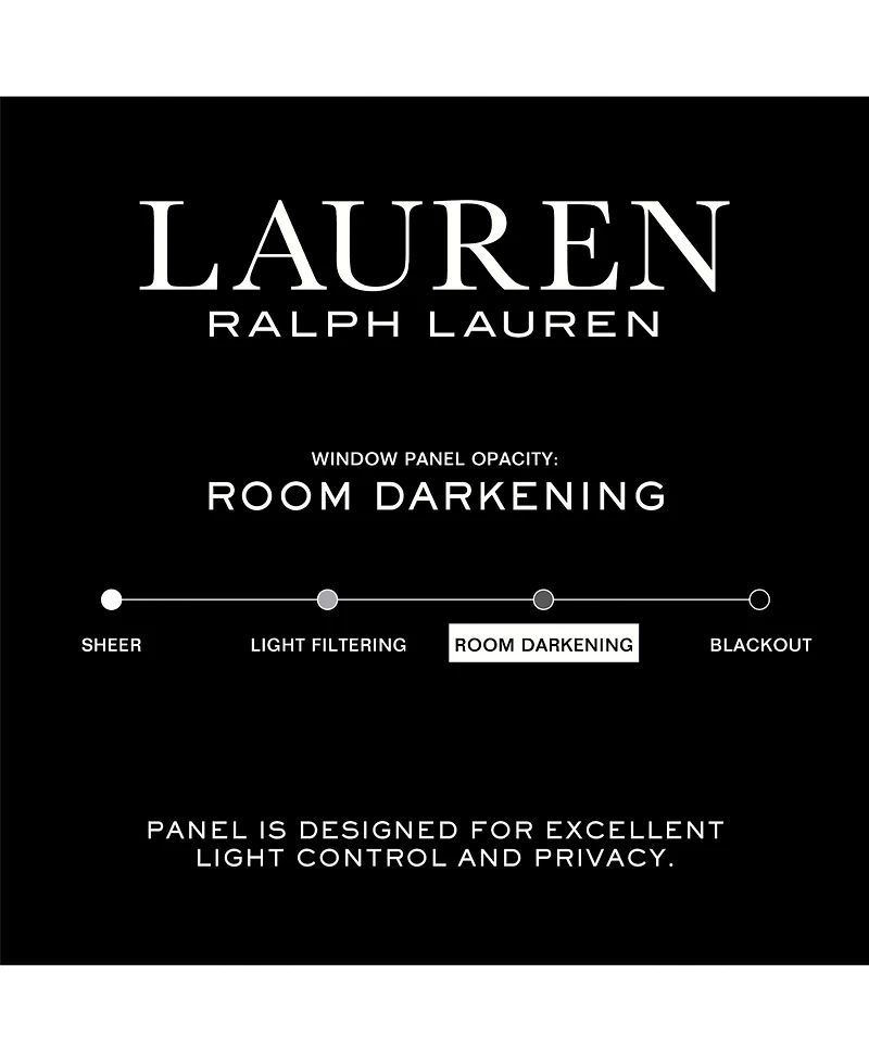 Lauren Ralph Velvety Room Darkening Back Tab Rod Pocket Curtain Panel, 52" x 63"