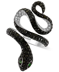 Effy Diamond (1-5/8 ct. t.w.) & Emerald Accent Snake Ring in 14k White Gold