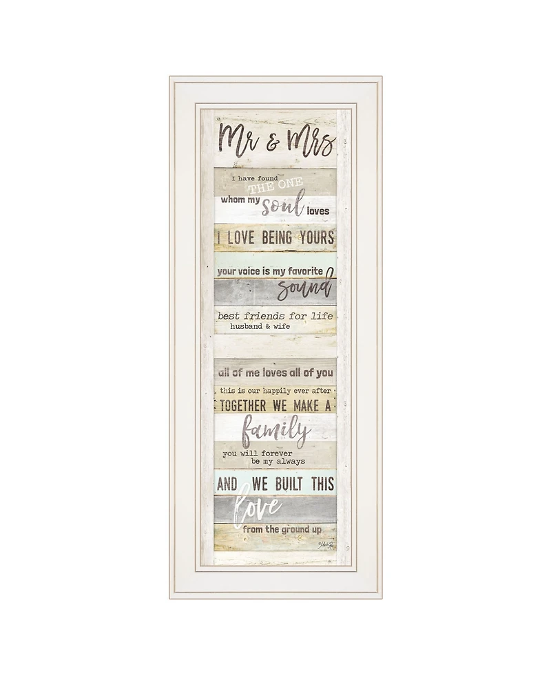 Trendy Decor 4U Mr and Mrs By Marla Rae, Ready to hang Framed print, White Frame, 11" x 27"