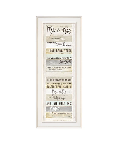 Trendy Decor 4U Mr and Mrs By Marla Rae, Ready to hang Framed print, White Frame, 11" x 27"