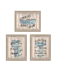 Trendy Decor 4U Bathroom Humor Collection By Debbie DeWitt, Printed Wall Art, Ready to hang, Beige Frame, 45" x 19"