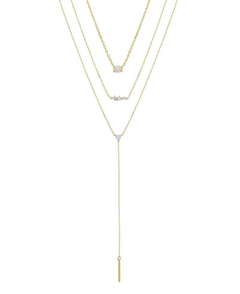 Ettika Layered Opal Lariat Necklace, Set of 3