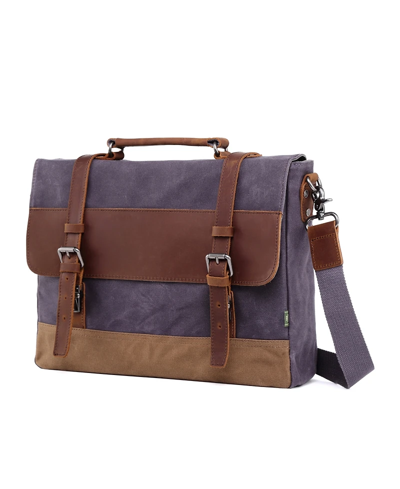 Tsd Brand Stone Creek Waxed Canvas Briefcase