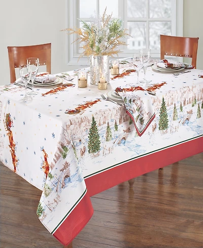 Elrene Santa's Snowy Sleighride Tablecloth - 60" x 84" Rectangle