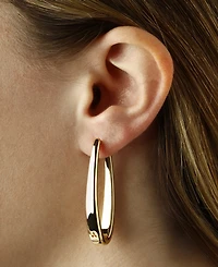 Oval Oblong Hoop Earrings Set in 14k Yellow Gold