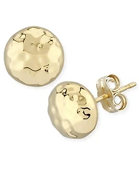 Hammered Ball Stud Earrings Set in 14k Gold (8mm)