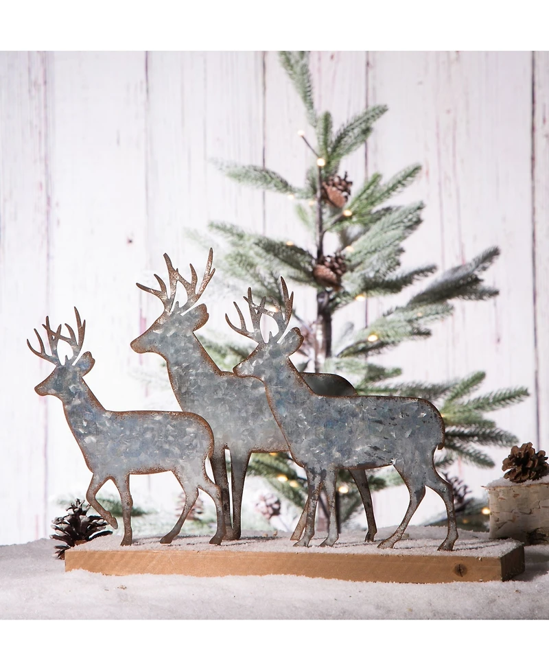 Glitzhome 13.19" L Galvanized Metal Reindeer Table Decor