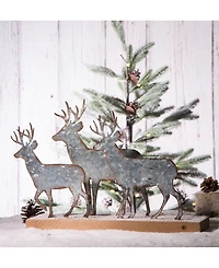 Glitzhome 13.19" L Galvanized Metal Reindeer Table Decor