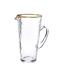 Classic Touch Pebble Glass Pitcher with Gold Tone Rim with Handle