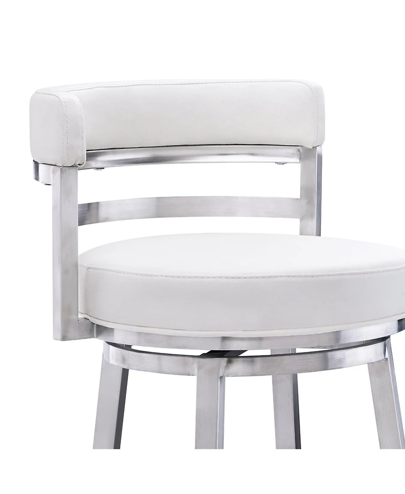 Madrid 26" Counter Height Swivel Gray Artificial leather and Brushed Stainless Steel Bar Stool