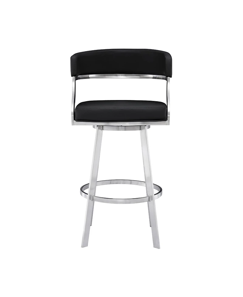 Saturn 26" Counter Height Swivel Gray Artificial leather and Brushed Stainless Steel Bar Stool