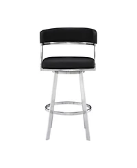 Saturn 26" Counter Height Swivel Gray Artificial leather and Brushed Stainless Steel Bar Stool