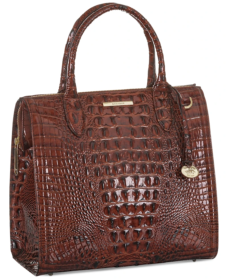 Brahmin Caroline Melbourne Embossed Leather Satchel Bag