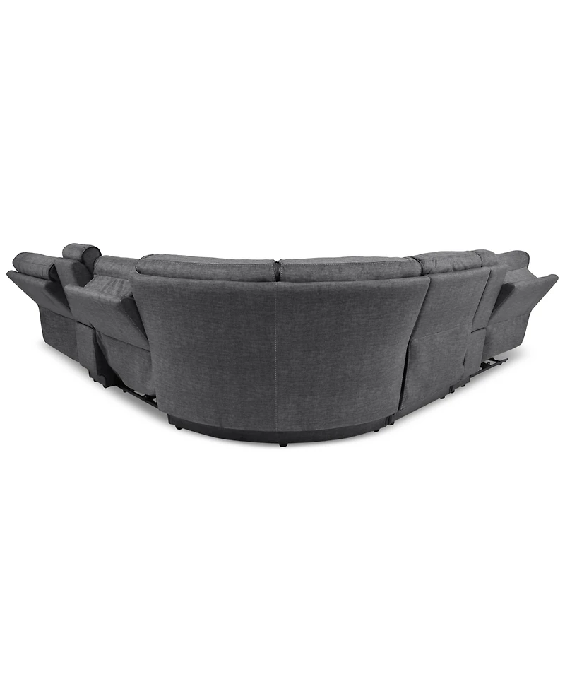 Closeout! Hutchenson 7-Pc. Fabric Chaise Sectional with 2 Power Recliners and 2USB Consoles