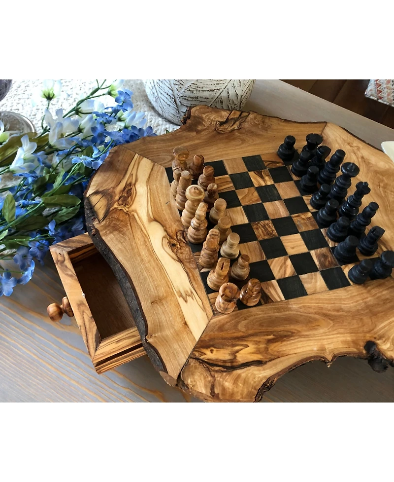 BeldiNest Olive Wood Chess Set Naturalist Live Edge 6 x 6
