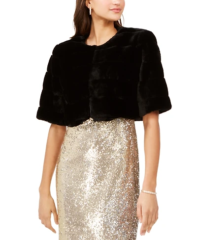Eliza J Black Faux-Fur Jacket