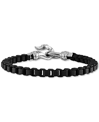 Esquire Men's Jewelry Box Link Chain Bracelet in Black Enamel & Stainless Steel (Also in Red & Blue Enamel), Created for Macy's