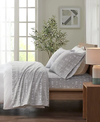 Madison Park Novelty Printed Cotton Flannel 3-Pc. Sheet Set