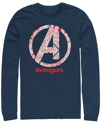 Marvel Men's Avengers Endgame Line Art Logo, Long Sleeve T-shirt
