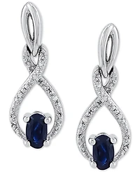 2-Pc. Set Sapphire (1-1/3 ct. t.w.) & Diamond (1/20 Pendant Necklace Matching Drop Earrings Sterling Silver (Also Emerald)
