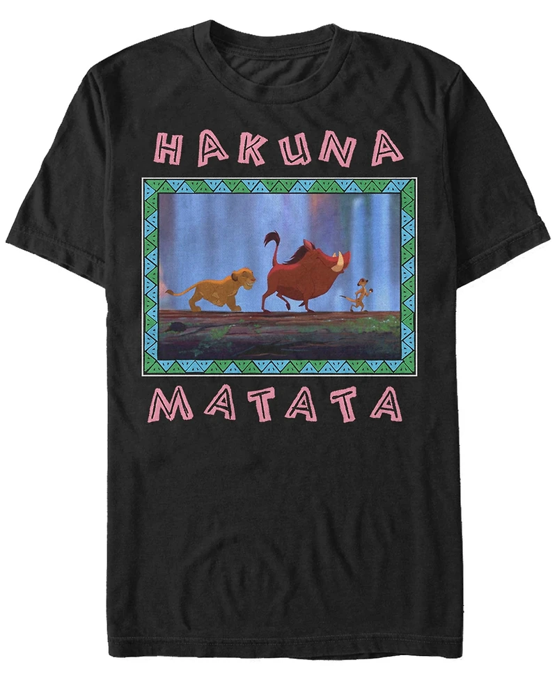 Disney Men's Lion King Hakuna Matata Pattern Square, Short Sleeve T-Shirt