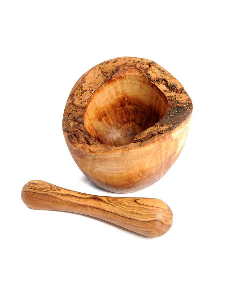 BeldiNest Olive Wood Rustic Edge Pestle and Mortar