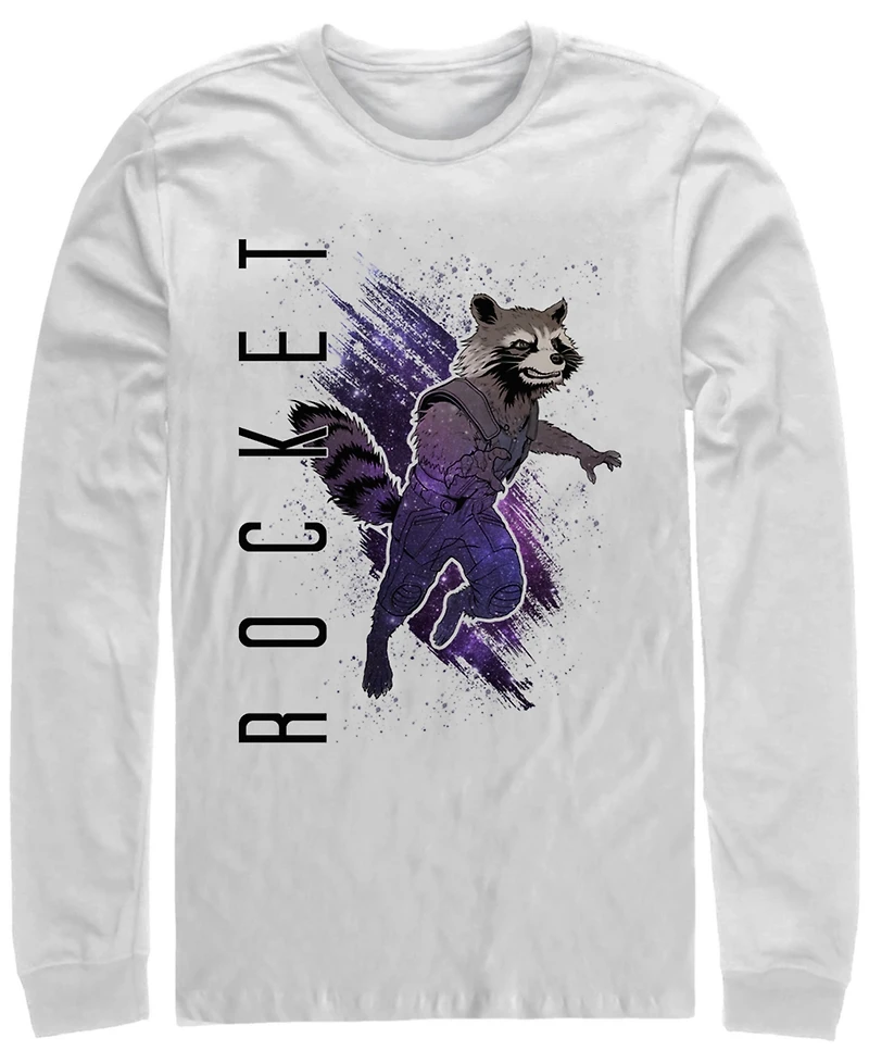Marvel Men's Avengers Endgame Rocket Painted Portrait Poster, Long Sleeve T-shirt