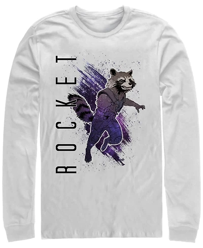 Marvel Men's Avengers Endgame Rocket Painted Portrait Poster, Long Sleeve T-shirt