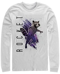 Marvel Men's Avengers Endgame Rocket Painted Portrait Poster, Long Sleeve T-shirt