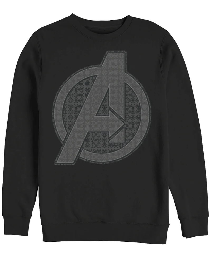 Marvel Men's Avengers Endgame Grayscale Icons Logo, Crewneck Fleece