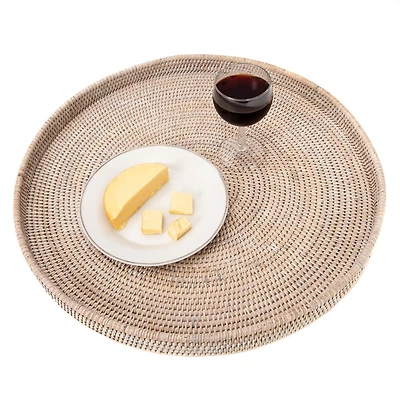 Artifacts Trading Company Artifacts Rattan Round Ottoman Tray