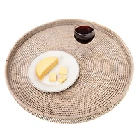 Artifacts Trading Company Artifacts Rattan Round Ottoman Tray