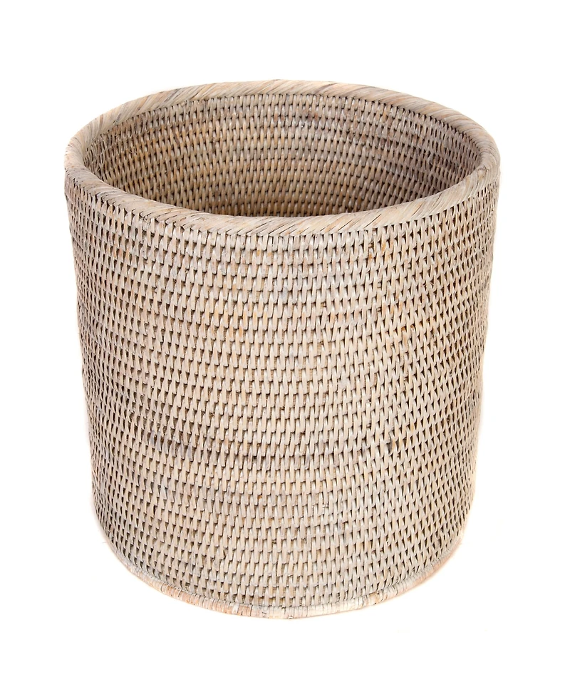 Artifacts Trading Company Rattan Round Waste Basket with Metal Liner