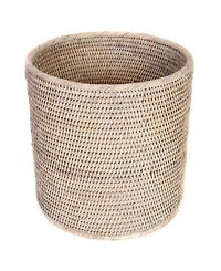 Artifacts Trading Company Rattan Round Waste Basket with Metal Liner
