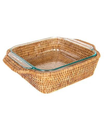 Artifacts Rattan Square Baker Basket with Pyrex