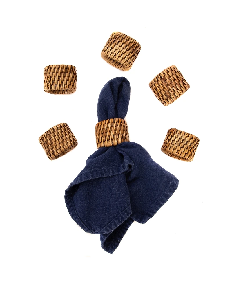 Artifacts Rattan 6-Piece Oval Napkin Ring Set