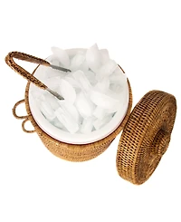 Artifacts Trading Company Rattan Ice Bucket with Tongs