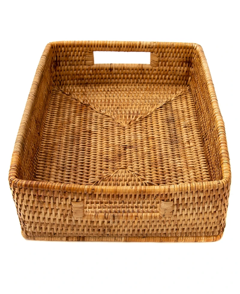 Artifacts Trading Company Rattan Rectangular Storage Basket with Rounded Corners