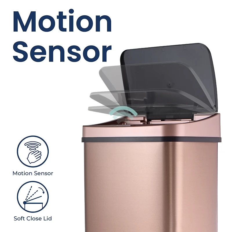 Ninestars Rectangular Motion Sensor Trash Can 13.2 Gallon