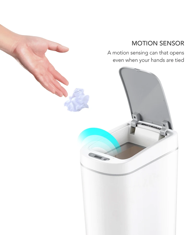 Ninestars Bathroom Automatic Infrared Motion Sensor Trash Can, 1.8 Gal 7L, Abs Plastic Trash can